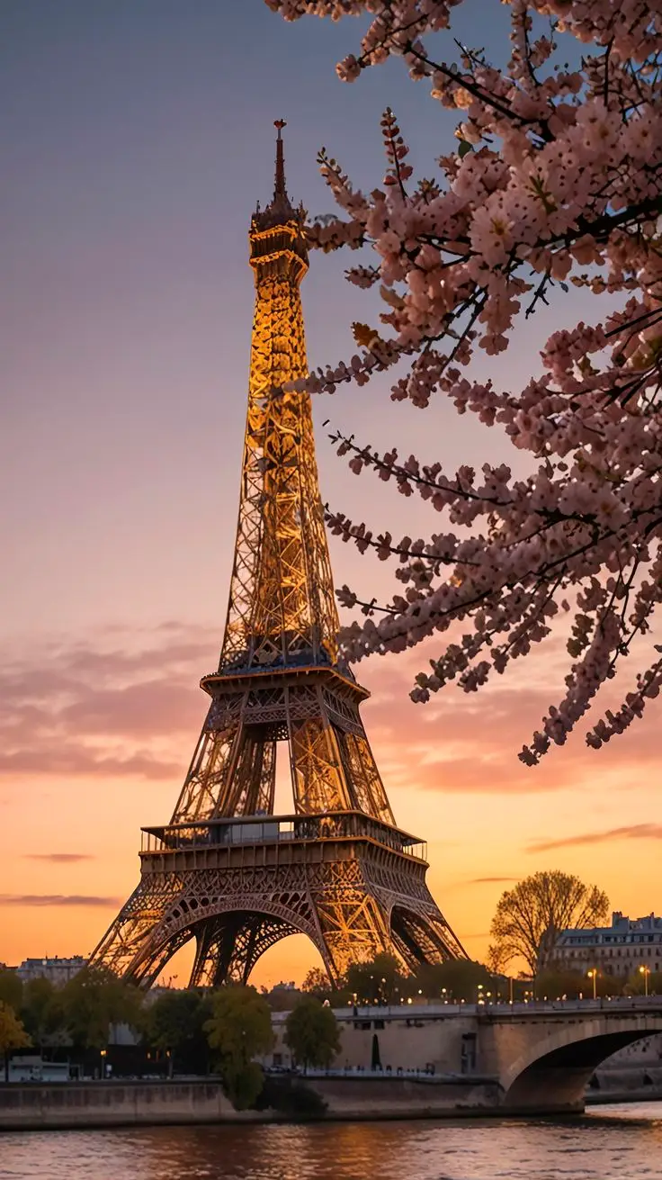 La torre Eiffel al atardecer, en París